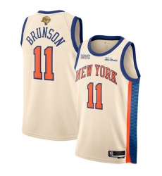 Men's New Yok Knicks #11 Jalen Brunson Cream 2026 Finals City Edition Stitched Basketball Jersey