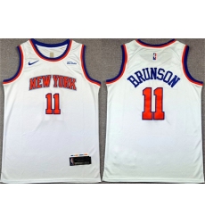 Men's New Yok Knicks #11 Jalen Brunson White Association Edition Stitched Basketball Jersey