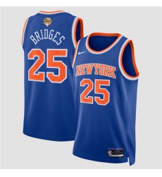 Men's New Yok Knicks #25 Mikal Bridges Blue 2026 Finals Icon Edition Stitched Basketball Jersey