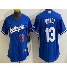 Women's Los Angeles Dodgers #13 Max Muncy Blue Alternate Stadium Jersey