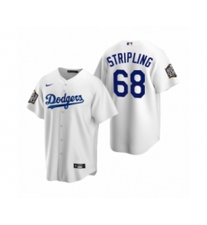 Men's Los Angeles Dodgers #68 Ross Stripling White 2020 World Series Replica Jersey