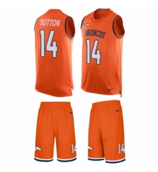 Men's Nike Denver Broncos #14 Courtland Sutton Limited Orange Tank Top Suit NFL Jersey