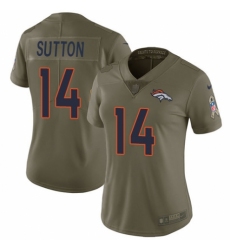 Women's Nike Denver Broncos #14 Courtland Sutton Limited Olive 2017 Salute to Service NFL Jersey