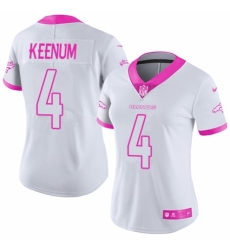 Women's Nike Denver Broncos #4 Case Keenum Limited White/Pink Rush Fashion NFL Jersey