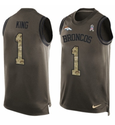 Men's Nike Denver Broncos #1 Marquette King Limited Green Salute to Service Tank Top NFL Jersey