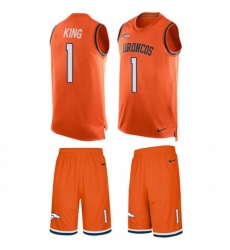 Men's Nike Denver Broncos #1 Marquette King Limited Orange Tank Top Suit NFL Jersey
