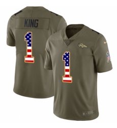 Youth Nike Denver Broncos #1 Marquette King Limited Olive/USA Flag 2017 Salute to Service NFL Jersey