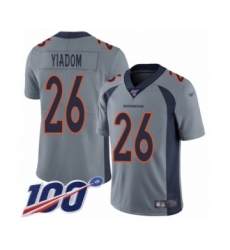 Youth Denver Broncos #26 Isaac Yiadom Limited Silver Inverted Legend 100th Season Football Jersey