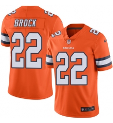 Men's Nike Denver Broncos #22 Tramaine Brock Limited Orange Rush Vapor Untouchable NFL Jersey