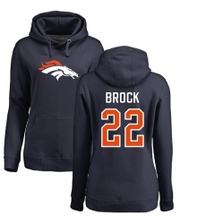 NFL Women's Nike Denver Broncos #22 Tramaine Brock Navy Blue Name & Number Logo Pullover Hoodie