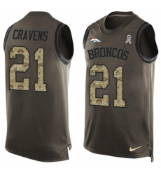 Men's Nike Denver Broncos #21 Su'a Cravens Limited Green Salute to Service Tank Top NFL Jersey