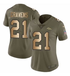 Women's Nike Denver Broncos #21 Su'a Cravens Limited Olive/Gold 2017 Salute to Service NFL Jersey