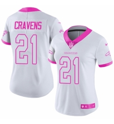 Women's Nike Denver Broncos #21 Su'a Cravens Limited White/Pink Rush Fashion NFL Jersey