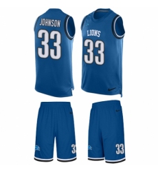 Men's Nike Detroit Lions #33 Kerryon Johnson Limited Blue Tank Top Suit NFL Jersey