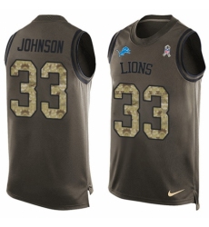 Men's Nike Detroit Lions #33 Kerryon Johnson Limited Green Salute to Service Tank Top NFL Jersey