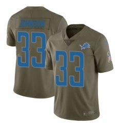 Men's Nike Detroit Lions #33 Kerryon Johnson Limited Olive 2017 Salute to Service NFL Jersey