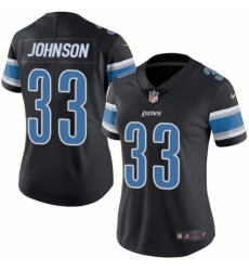 Women's Nike Detroit Lions #33 Kerryon Johnson Limited Black Rush Vapor Untouchable NFL Jersey
