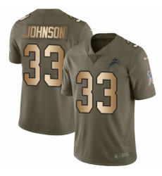 Youth Nike Detroit Lions #33 Kerryon Johnson Limited Olive/Gold Salute to Service NFL Jersey
