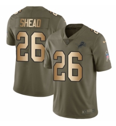 Youth Nike Detroit Lions #26 DeShawn Shead Limited Olive/Gold Salute to Service NFL Jersey