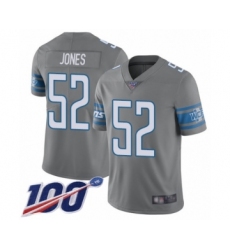 Men's Detroit Lions #52 Christian Jones Limited Steel Rush Vapor Untouchable 100th Season Football Jersey