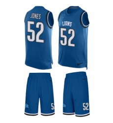 Men's Nike Detroit Lions #52 Christian Jones Limited Blue Tank Top Suit NFL Jersey