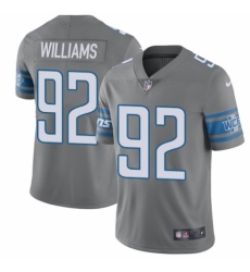 Men's Nike Detroit Lions #92 Sylvester Williams Elite Steel Rush Vapor Untouchable NFL Jersey