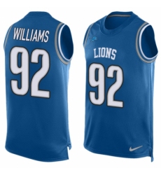 Men's Nike Detroit Lions #92 Sylvester Williams Limited Blue Player Name & Number Tank Top NFL Jersey