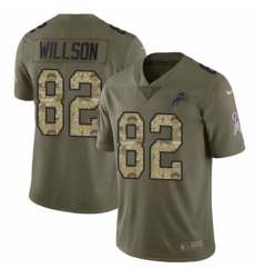 Men's Nike Detroit Lions #82 Luke Willson Limited Olive/Camo Salute to Service NFL Jersey