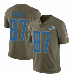 Men's Nike Detroit Lions #87 Levine Toilolo Limited Olive 2017 Salute to Service NFL Jersey
