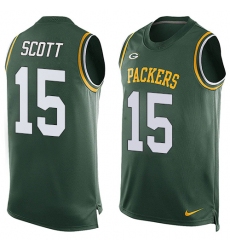 Men's Nike Green Bay Packers #15 JK Scott Limited Green Player Name & Number Tank Top NFL Jersey