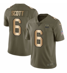 Men's Nike Green Bay Packers #6 JK Scott Limited Olive/Gold 2017 Salute to Service NFL Jersey