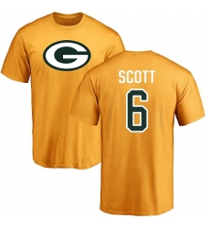 NFL Nike Green Bay Packers #6 JK Scott Gold Name & Number Logo T-Shirt