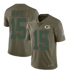 Youth Nike Green Bay Packers #15 JK Scott Limited Olive 2017 Salute to Service NFL Jersey