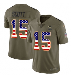 Youth Nike Green Bay Packers #15 JK Scott Limited Olive USA Flag 2017 Salute to Service NFL Jersey