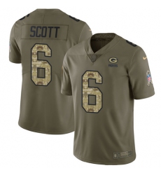 Youth Nike Green Bay Packers #6 JK Scott Limited Olive Camo 2017 Salute to Service NFL Jersey
