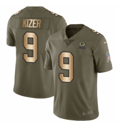 Youth Nike Green Bay Packers #9 DeShone Kizer Limited Olive/Gold 2017 Salute to Service NFL Jersey