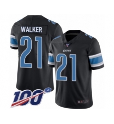 Men's Detroit Lions #21 Tracy Walker Limited Black Rush Vapor Untouchable 100th Season Football Jersey