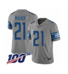 Men's Detroit Lions #21 Tracy Walker Limited Gray Inverted Legend 100th Season Football Jersey