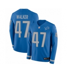 Men's Nike Detroit Lions #47 Tracy Walker Limited Blue Therma Long Sleeve NFL Jersey