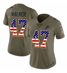 Women's Nike Detroit Lions #47 Tracy Walker Limited Olive/USA Flag Salute to Service NFL Jersey