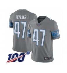 Youth Detroit Lions #47 Tracy Walker Limited Steel Rush Vapor Untouchable 100th Season Football Jersey
