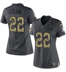 Women's Nike Houston Texans #22 Aaron Colvin Limited Black 2016 Salute to Service NFL Jersey