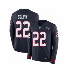 Youth Nike Houston Texans #22 Aaron Colvin Limited Navy Blue Therma Long Sleeve NFL Jersey