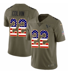 Youth Nike Houston Texans #22 Aaron Colvin Limited Olive/USA Flag 2017 Salute to Service NFL Jersey