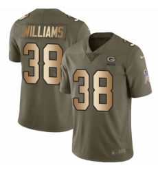 Men's Nike Green Bay Packers #38 Tramon Williams Limited Olive/Gold 2017 Salute to Service NFL Jersey