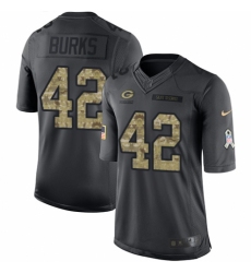 Men's Nike Green Bay Packers #42 Oren Burks Limited Black 2016 Salute to Service NFL Jersey