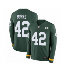 Youth Nike Green Bay Packers #42 Oren Burks Limited Green Therma Long Sleeve NFL Jersey