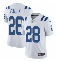 Men's Nike Indianapolis Colts #28 Marshall Faulk White Vapor Untouchable Limited Player NFL Jersey