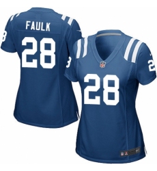 Women's Nike Indianapolis Colts #28 Marshall Faulk Game Royal Blue Team Color NFL Jersey