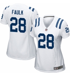 Women's Nike Indianapolis Colts #28 Marshall Faulk Game White NFL Jersey